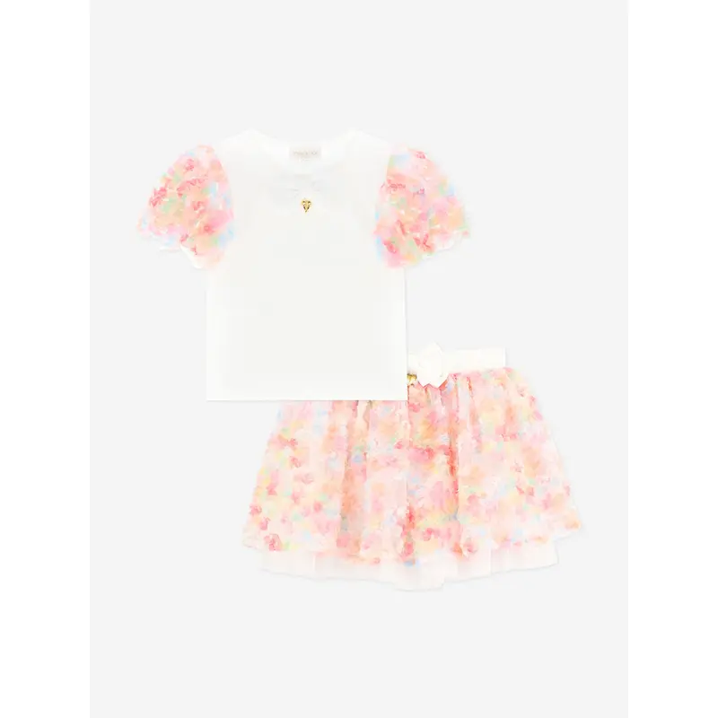 Angels Face Girls Confetti Top and Skirt Set in White