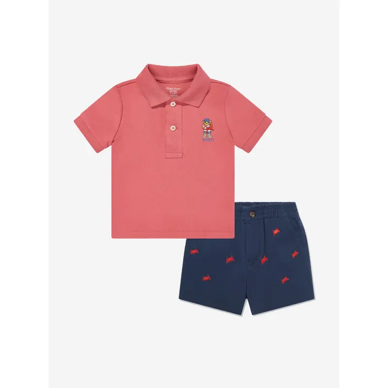 Baby Boys Bear Short Set in Red