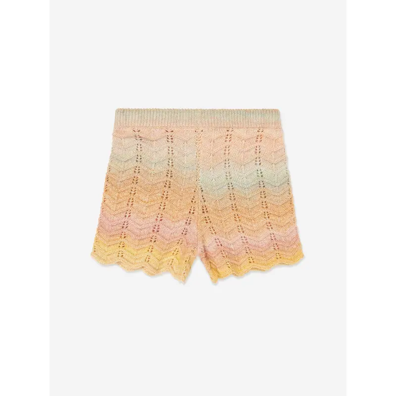 Zimmermann Girls Tallow Chevron Knit Shorts in Multicolour