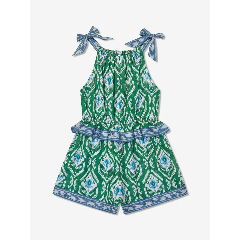 Zimmermann Girls Wylie Frill Halter Playsuit in Green
