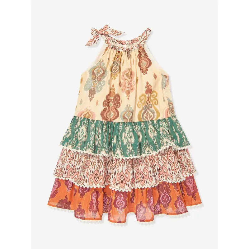 Zimmermann Girls Wylie Halter Tiered Dress in Multicolour