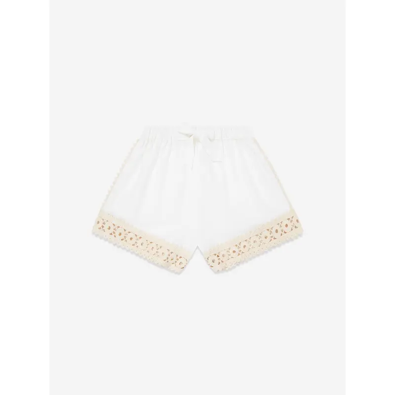 Zimmermann Girls Wylie Trimmed Shorts in Ivory
