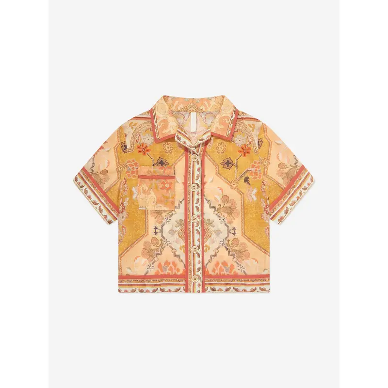 Zimmermann Girls Wylie Pocket Blouse in Orange
