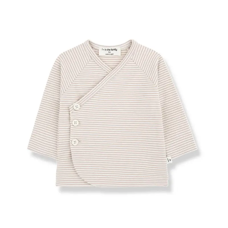 1+ In The Family Idara Long Sleeve Newborn Shirt - Beige
