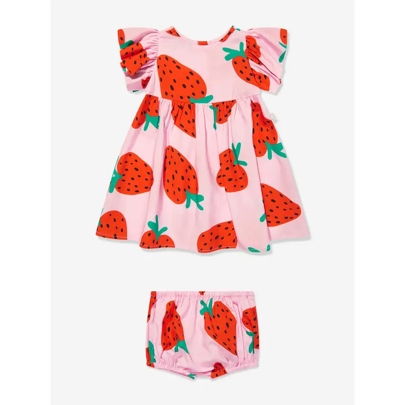 Stella McCartney Baby Girls Strawberry Dress with Knickers in Pink