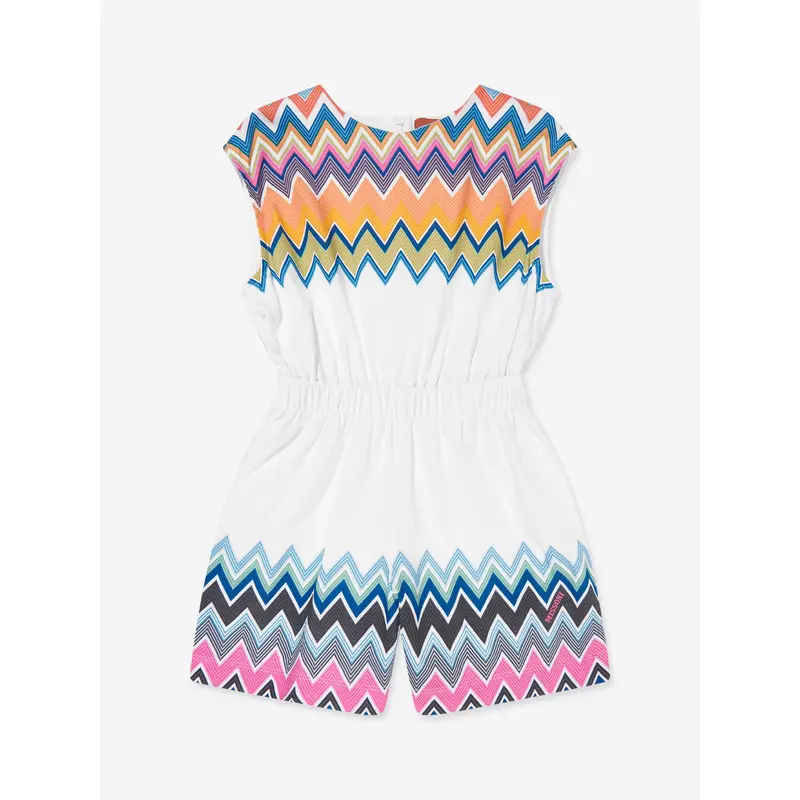 Missoni Girls Zigzag Jersey Playsuit in White