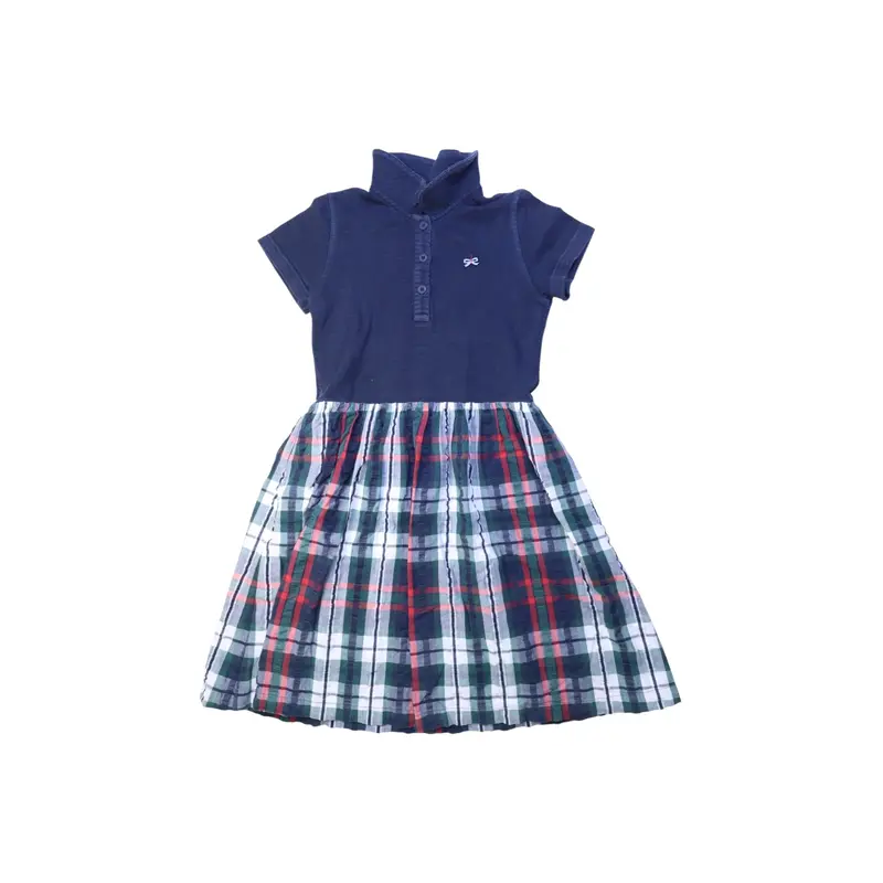 Familiar Collared Checkered Dress 7Y-8Y