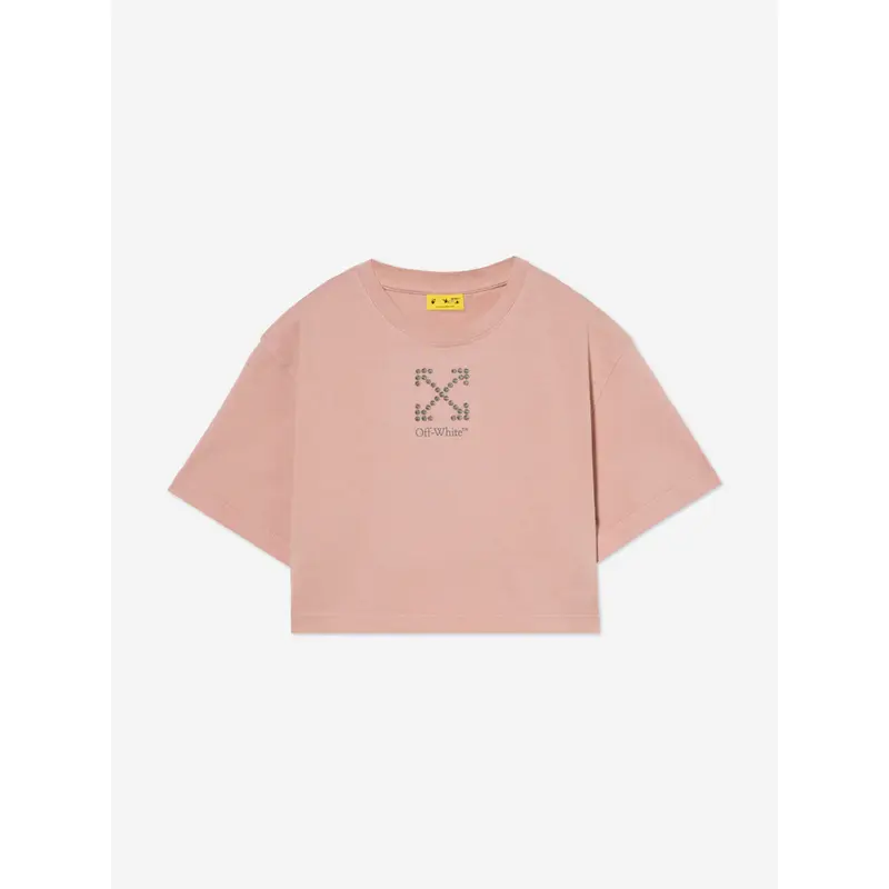 Off-White Girls Arrow Studs Boxy T-Shirt in Pink