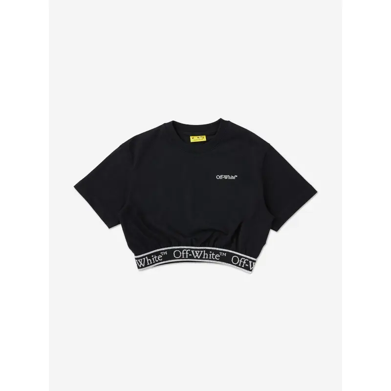 Off-White Girls Bookish Logoband Crop Top in Black