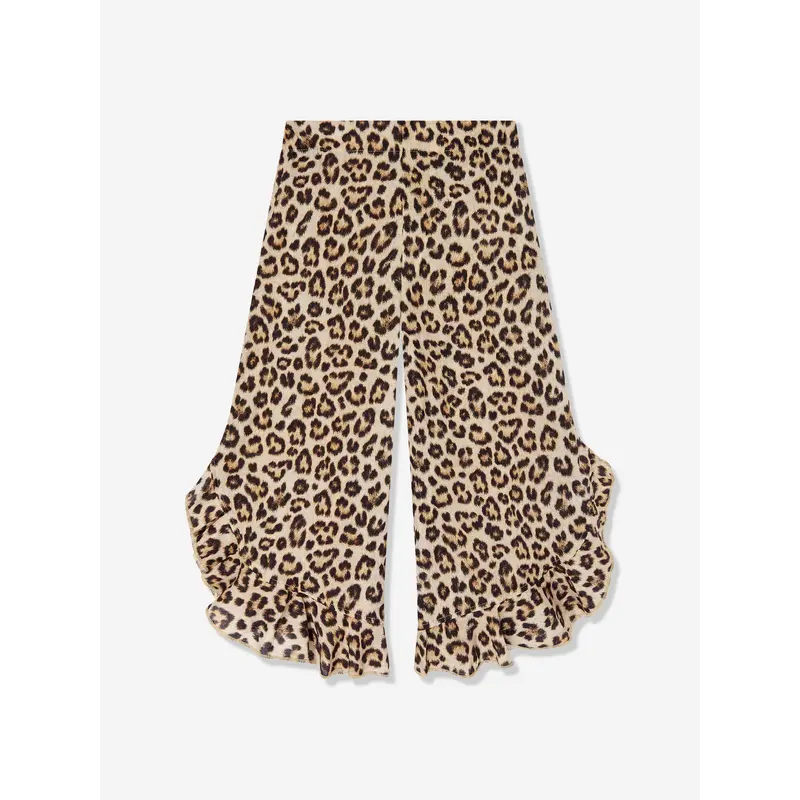 Molo Girls Aretha Leopard Print Trousers in Brown