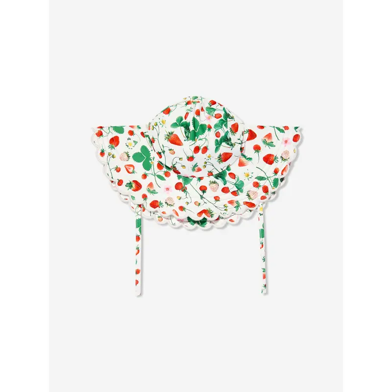Molo Girls Nuka Strawberry Field Sun Hat in Ivory (UPF50+)