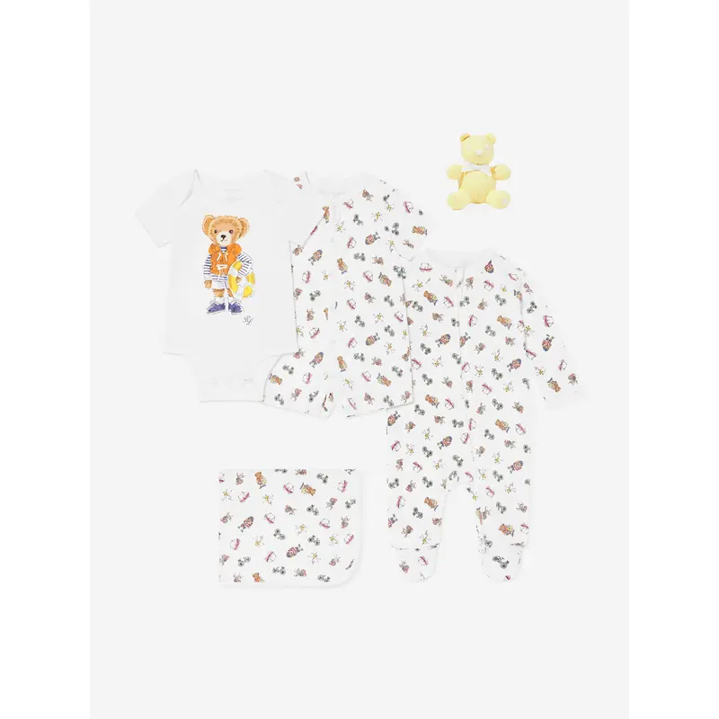 Baby Boys Bear Babygrow 5 Piece Set in White