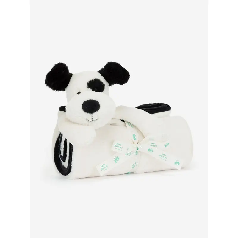 Jellycat Bashful Black & Cream Puppy Blankie in White (70cm)