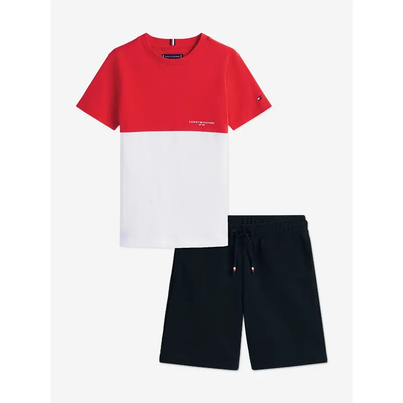 Tommy Hilfiger Boys Colourblock Short Set in Red