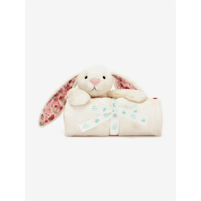 Jellycat Blossom Cream Bunny 'Berry' Blankie in Ivory (70cm)