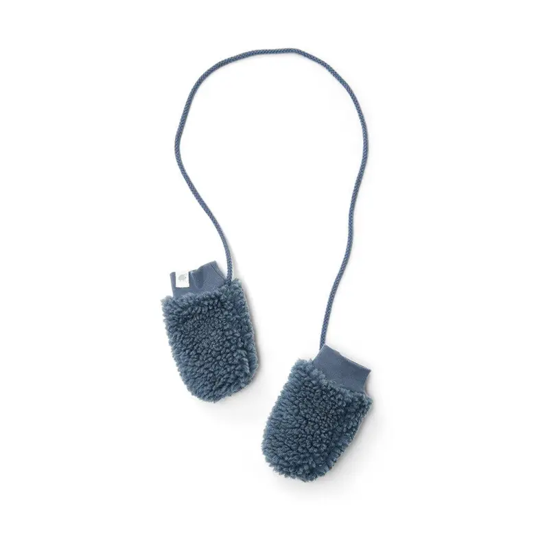 Little Dutch Teddy Mittens - Stone Blue