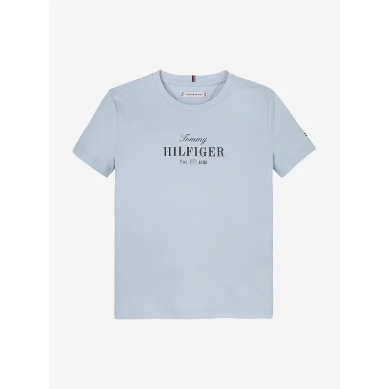 Tommy Hilfiger Girls Script Logo T-Shirt in Blue