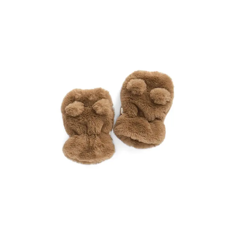 MORI Bear Faux Fur Mittens - Brown