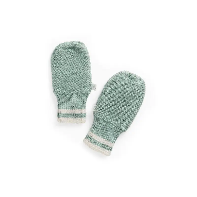 MORI Contrast Stripe Mittens - Mint Green