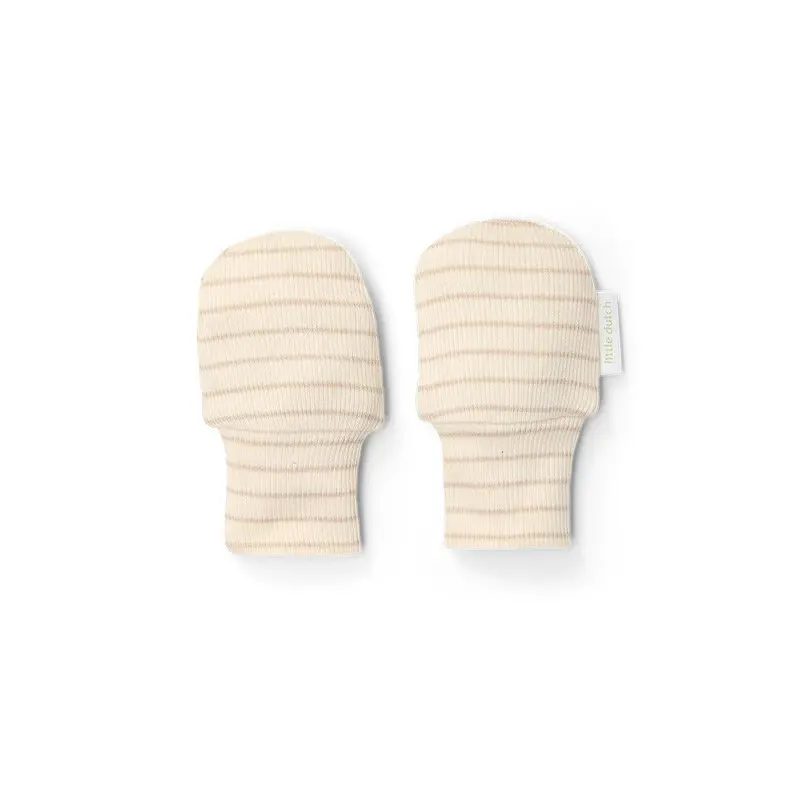 Little Dutch Scratch Mittens - Soft Beige Stripe