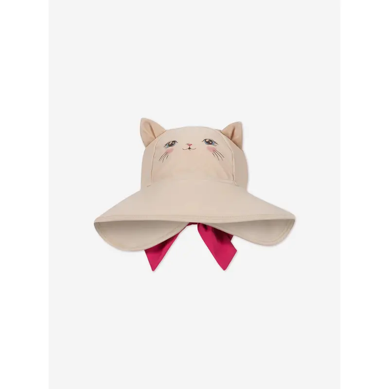 Konges Sljd Girls Kitty Cat Sun Hat in Pink