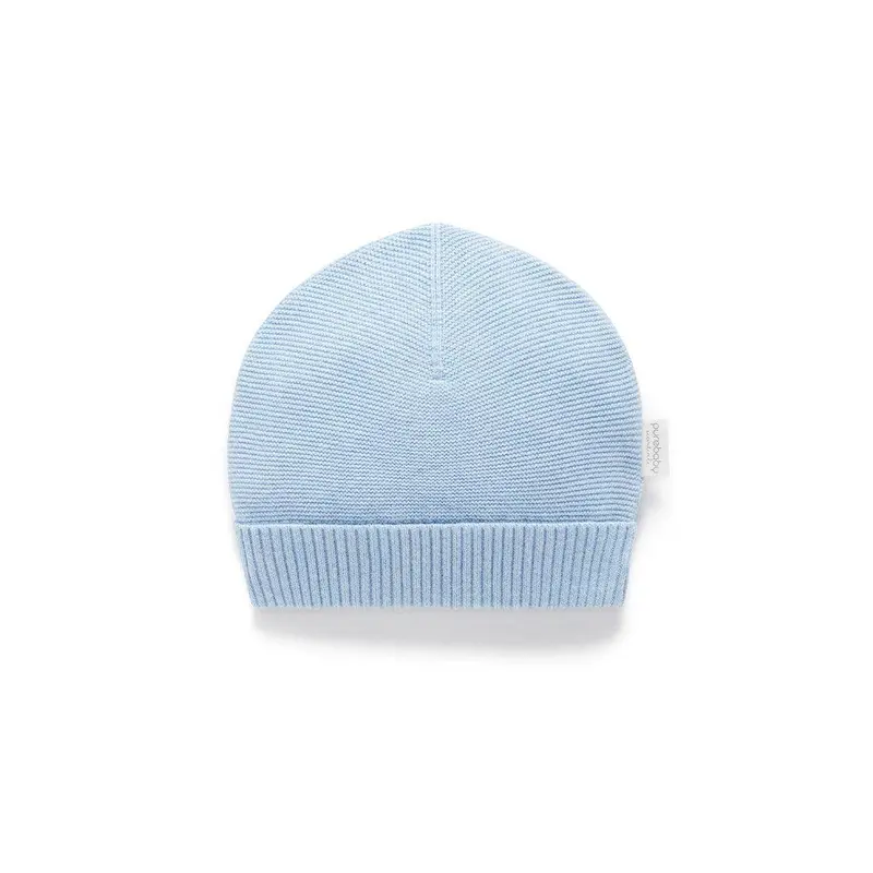 Purebaby Knit Baby Hat - Blue Melange