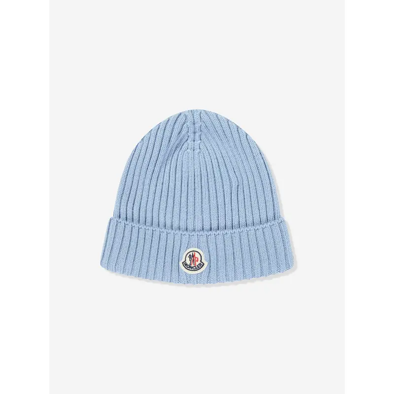 Moncler Enfant Boys Wool Beanie Hat in Blue