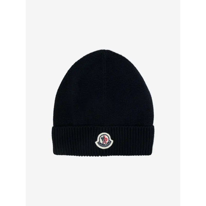 Moncler Enfant Baby Logo Beanie Hat in Navy