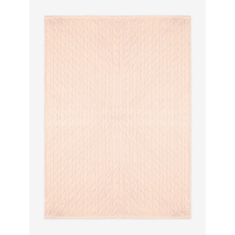 Ralph Lauren Baby Girls Cotton Cable Knit Blanket in Pink (101cm)