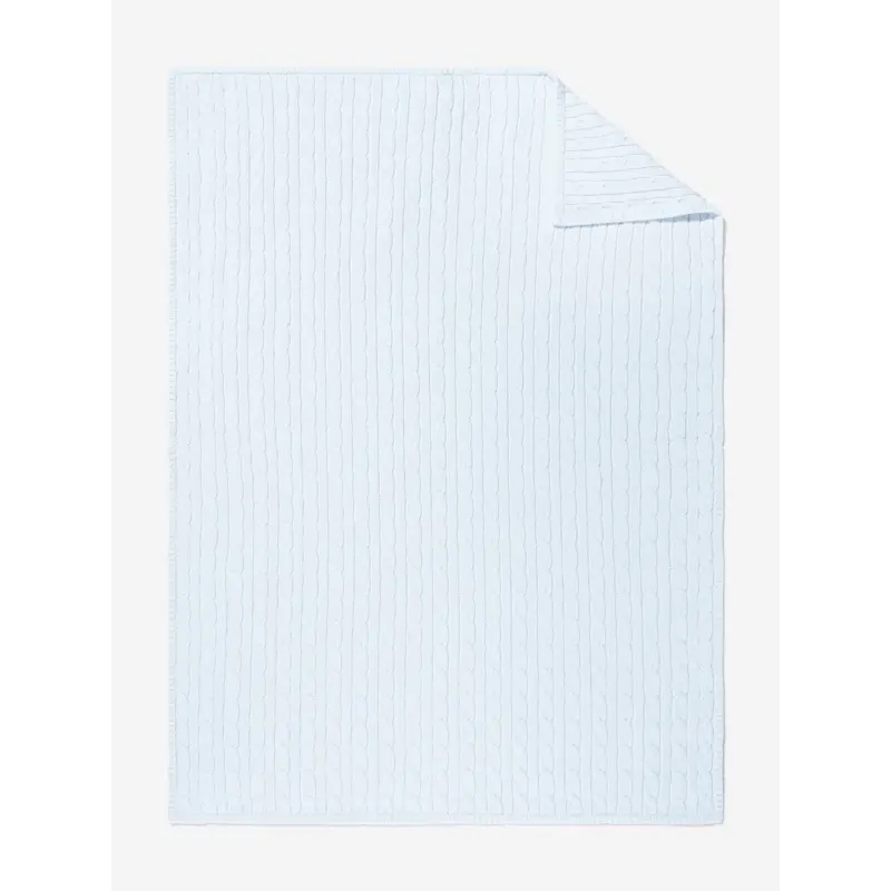 Baby Boys Cotton Cable Knit Blanket in Blue (101cm)