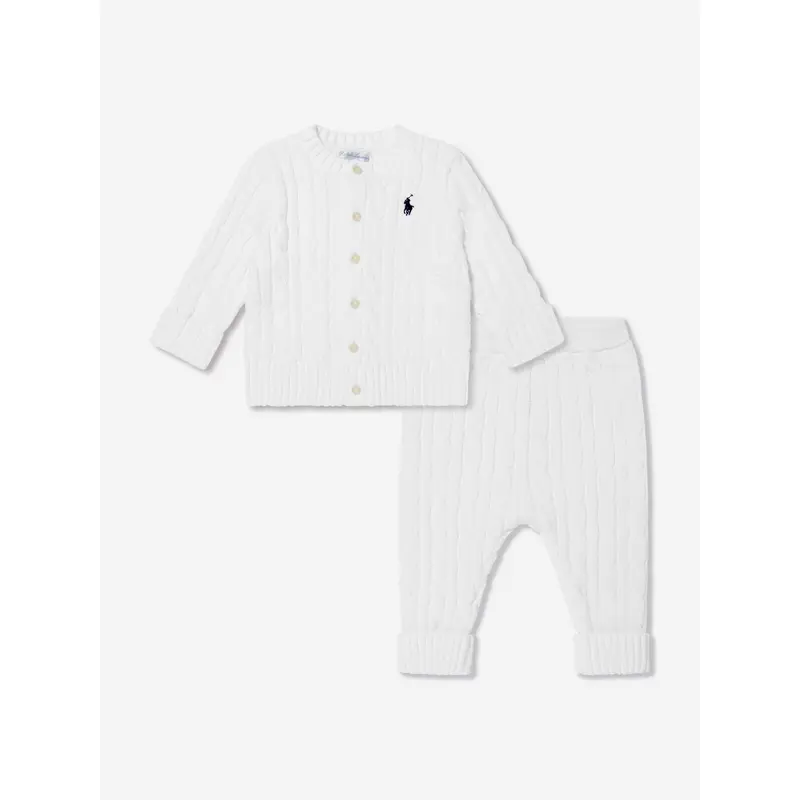 Ralph Lauren Baby Boys Cotton Trouser Set in White