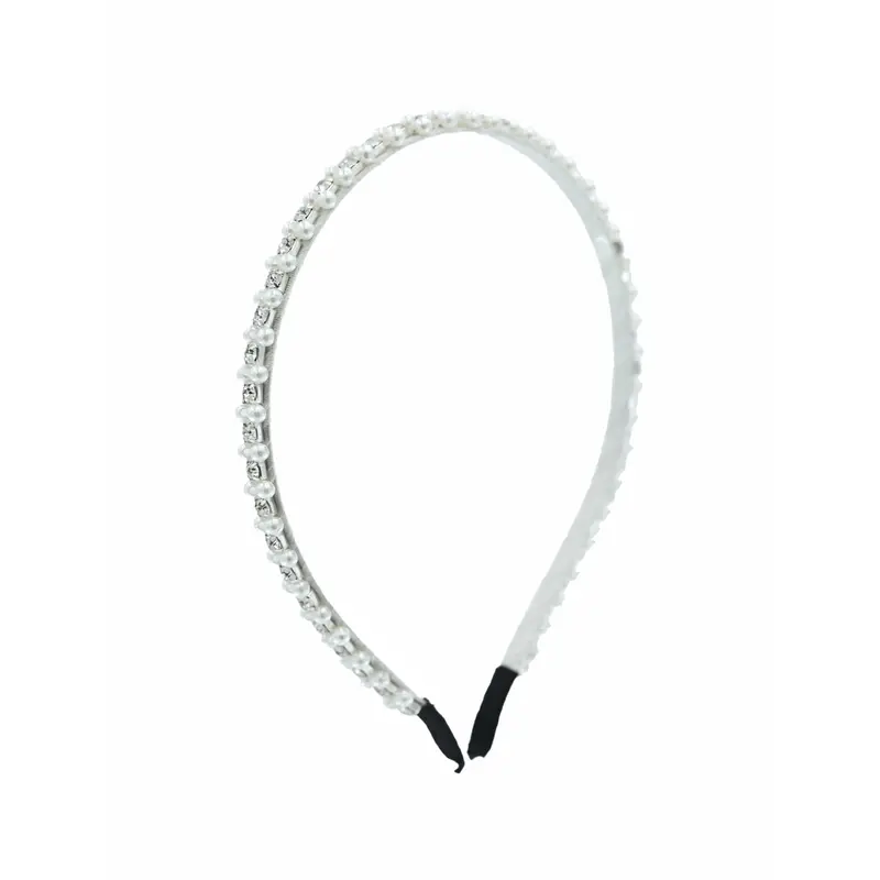 Platinum Rhinestone Embossed Pearl Headband
