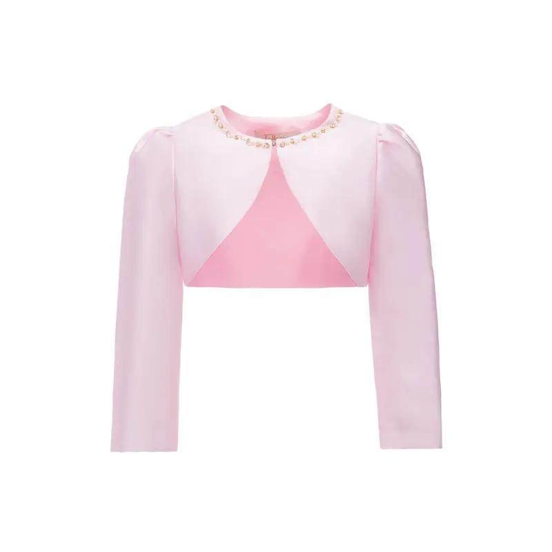 Blush Cropped Satin Cardigan