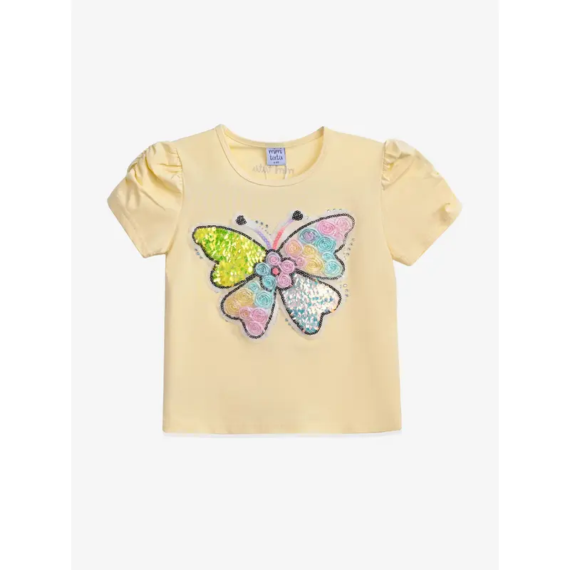 Yellow Butterfly Applique T-Shirt