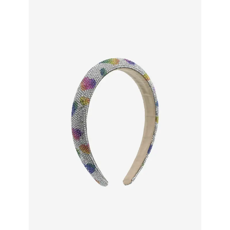 Multicolor Rhinestone Rainbow Heart Headband