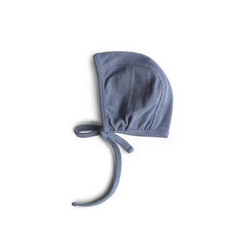 Mushie Ribbed Baby Bonnet - Tradewinds