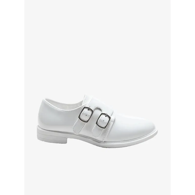 White Patent Buckle Loafers