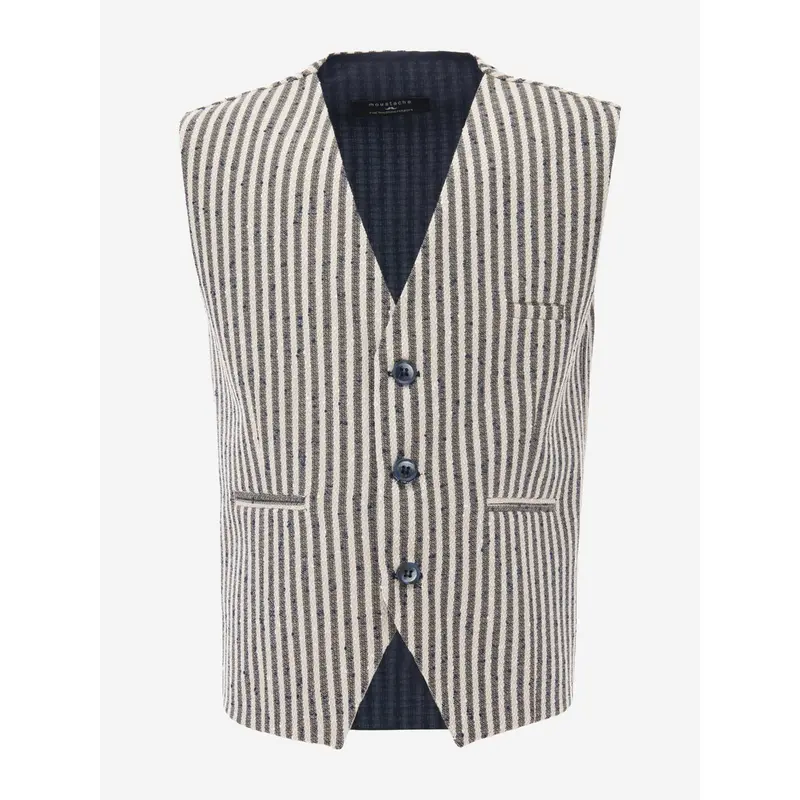 Beige Striped Vest and Bowtie