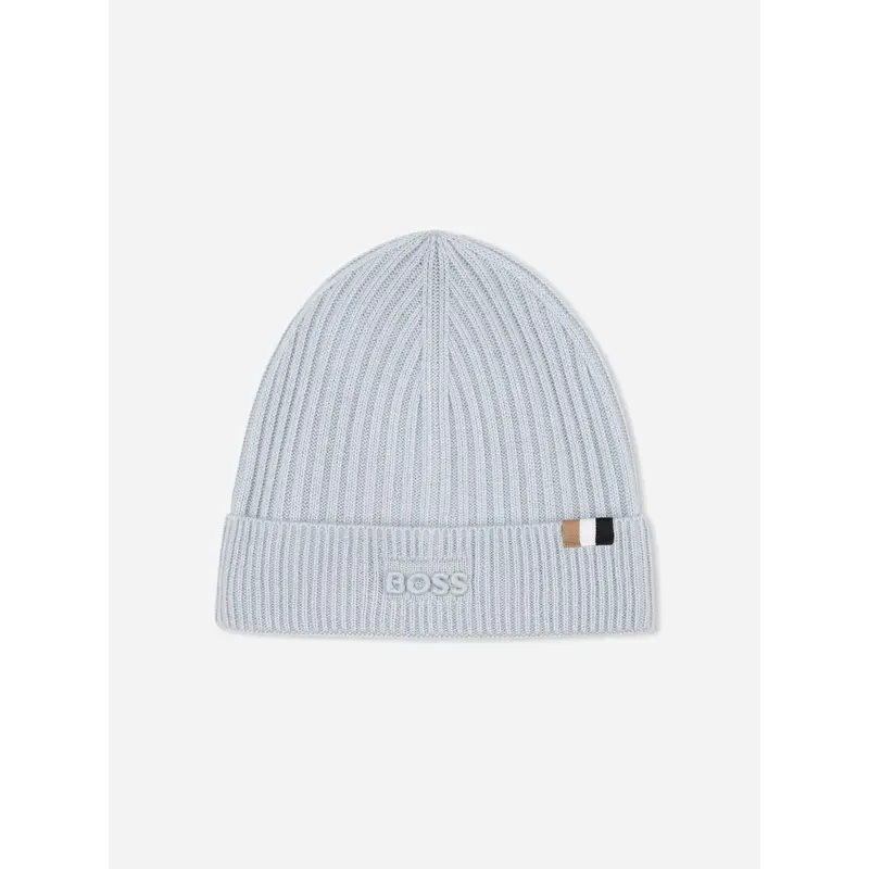 BOSS Baby Boys Embroidered Logo Beanie Hat in Blue