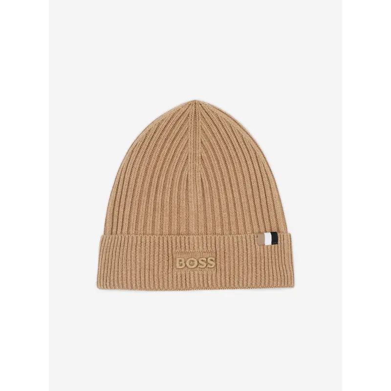 BOSS Baby Boys Embroidered Logo Beanie Hat in Brown