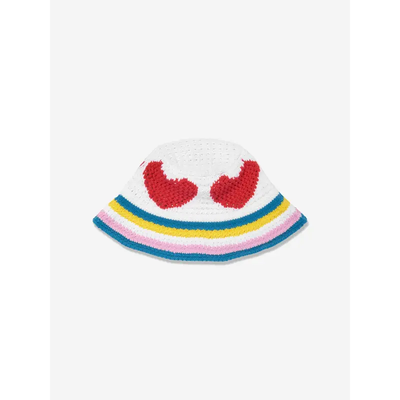 Stella McCartney Girls Crochet Heart Sun Hat in Ivory