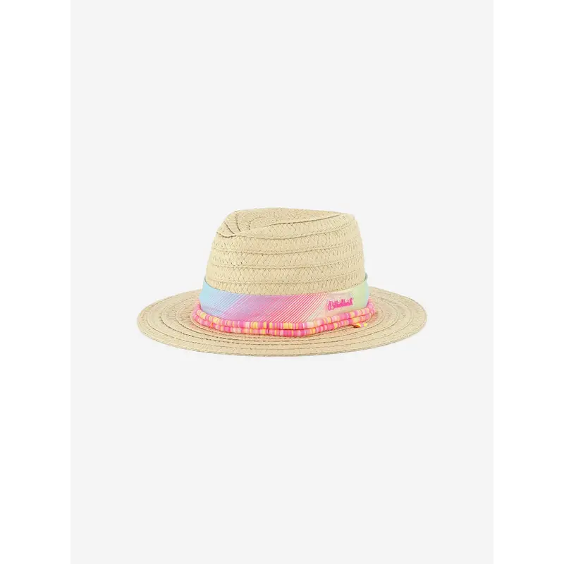 Billieblush Girls Straw and Tulle Hat in Beige