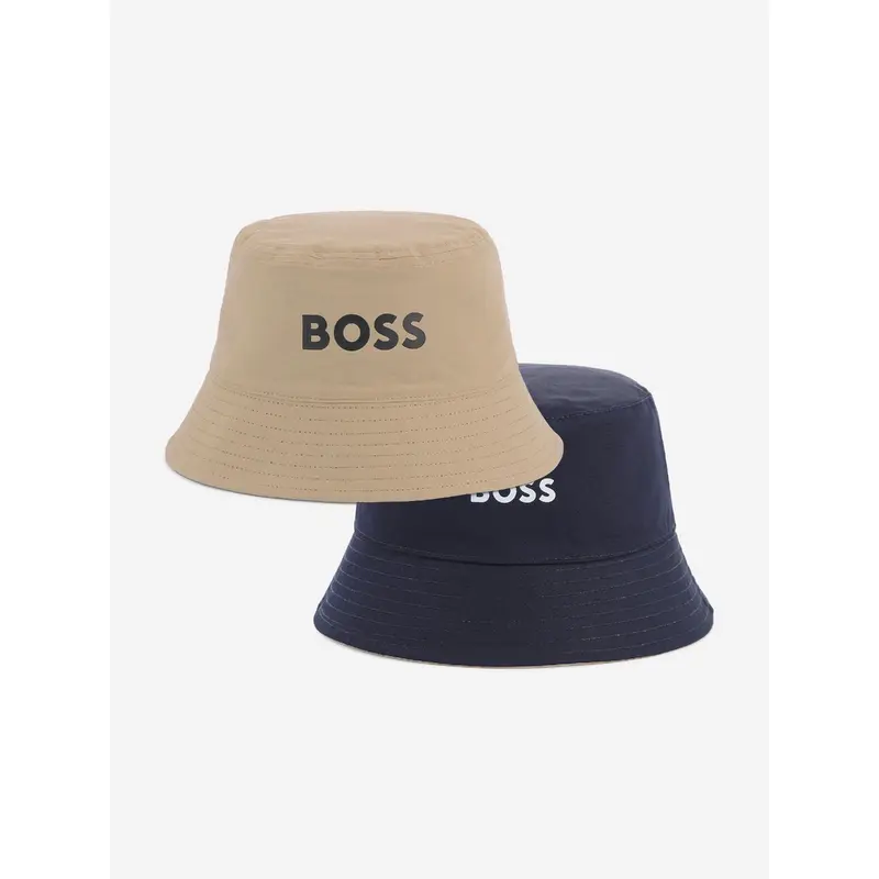 BOSS Boys Reversible Bucket Hat in Beige