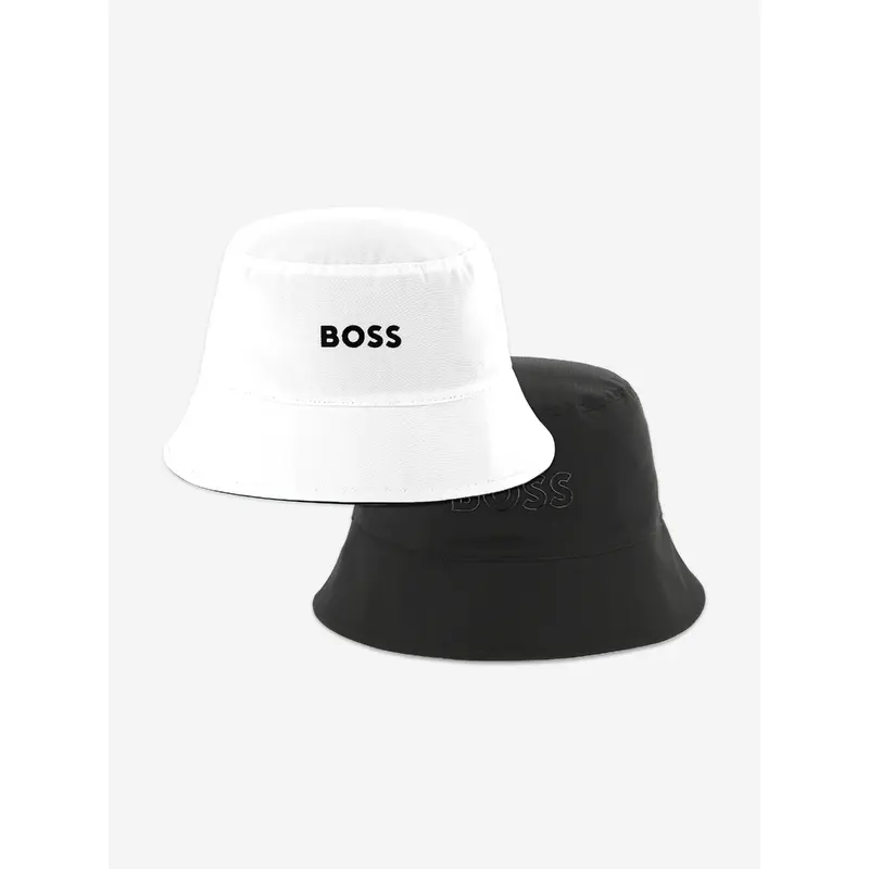 BOSS Boys Reversible Bucket Hat in White