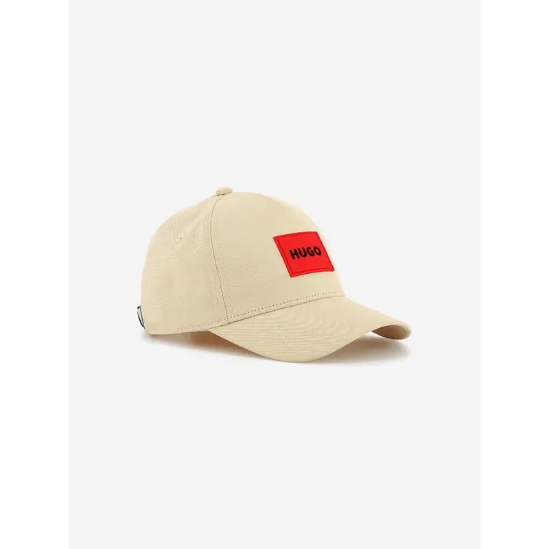 Hugo Kids Rubber Badge Logo Cap in Beige