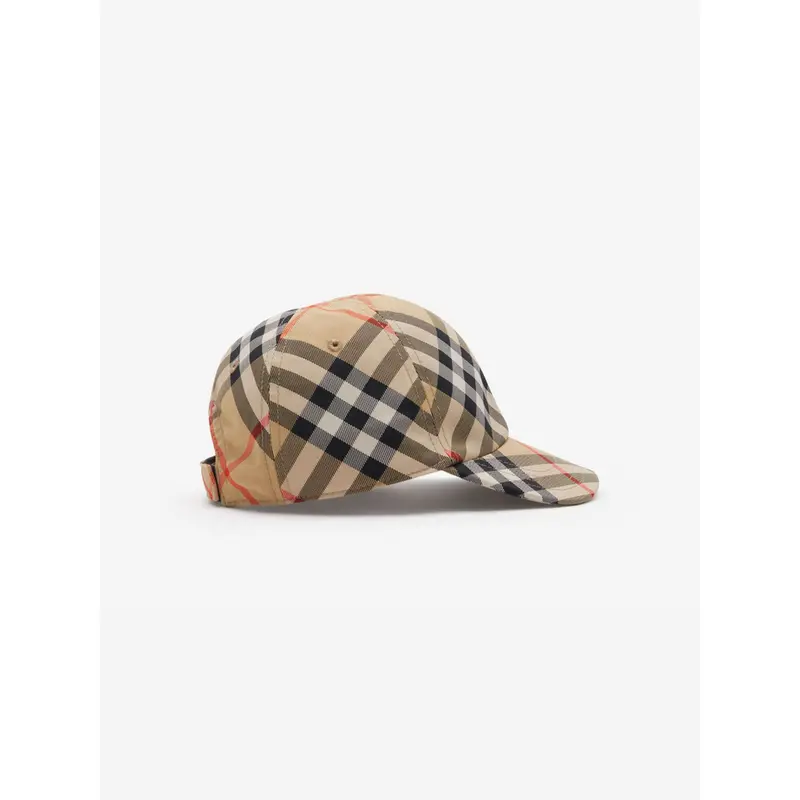 Burberry Kids Check Baseball Cap in Beige
