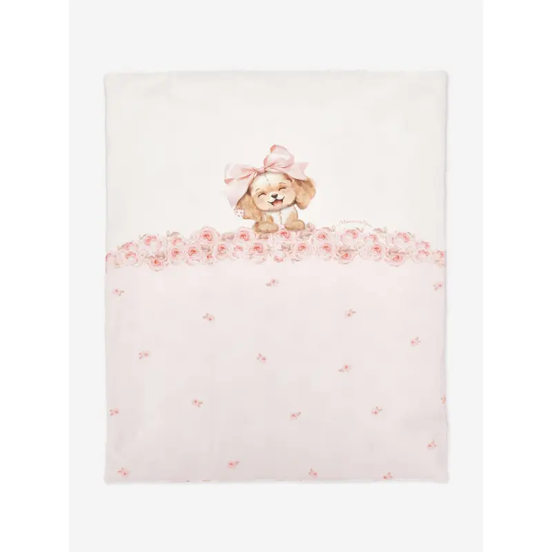Monnalisa Baby Girls Reversible Puppy & Bows Blanket in Pink (90cm)