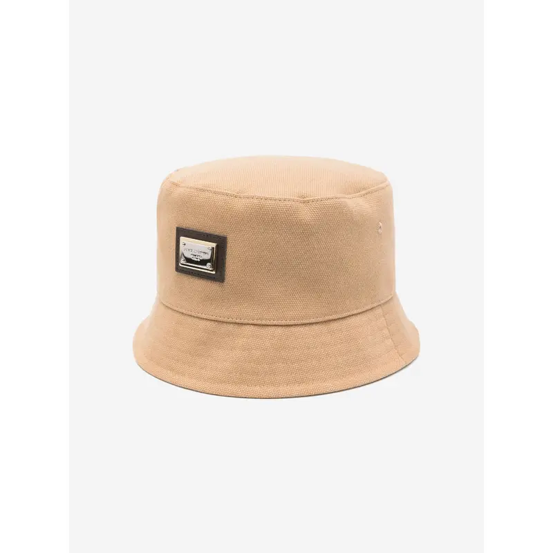 Dolce & Gabbana Kids Plaque Logo Bucket Hat in Beige