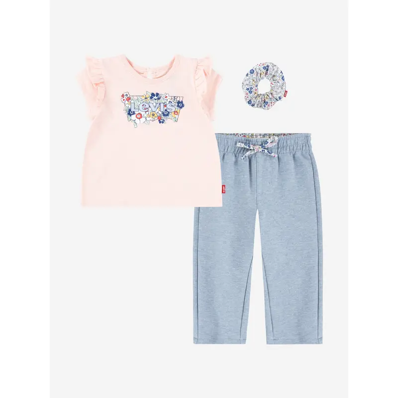 Levi's Baby Girls Ruffle Shoulder Top and Pant Set in Pink