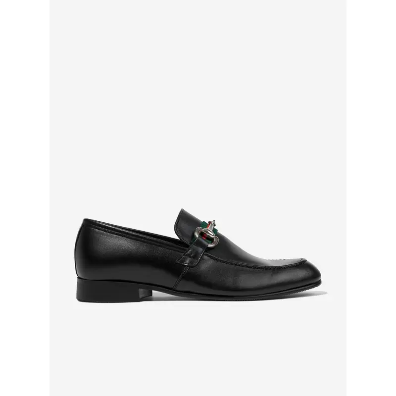 Andanines Boys Leather Loafers in Black